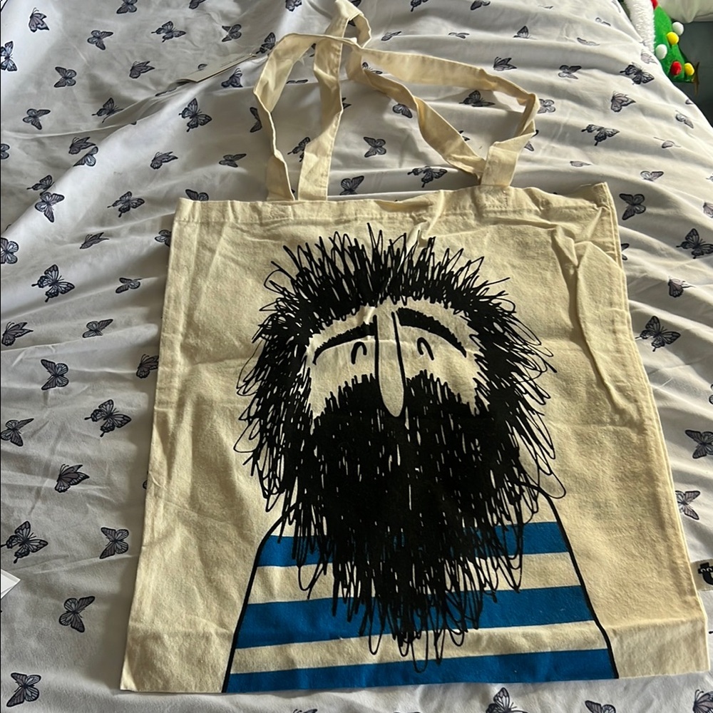 Cream and Black Artistic Canvas Tote Bag